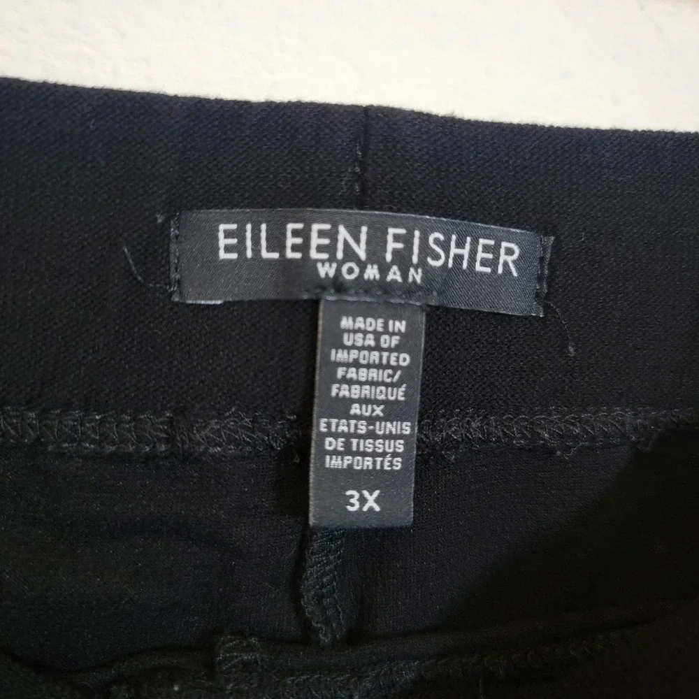 Eileen Fisher Solid Black Elastic Waist Pull On Pant 3X Ponte Minimalist‎ Casual